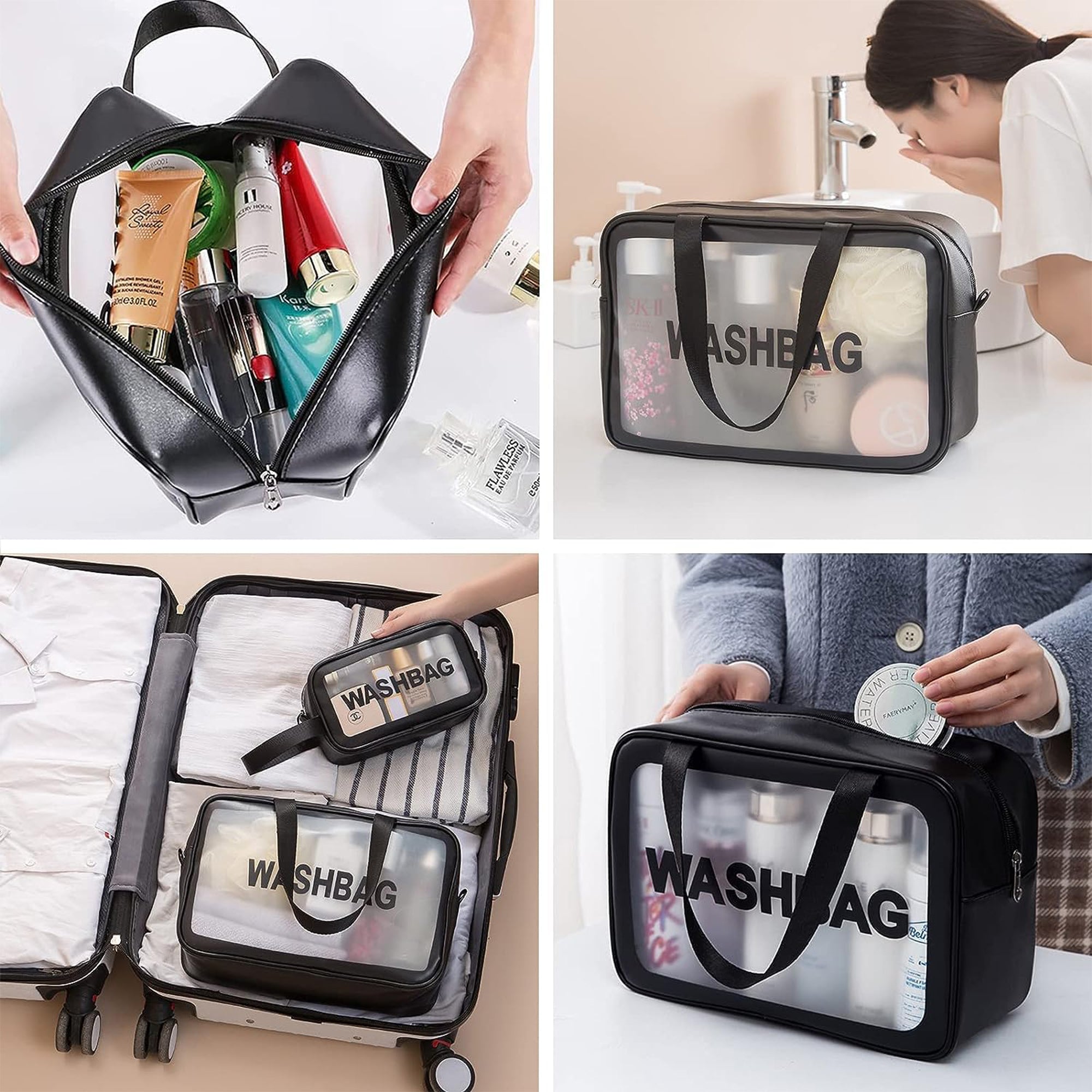 Travel Makeup Pouch Set Toiletries Bag Cosmetic Organizer Pouch