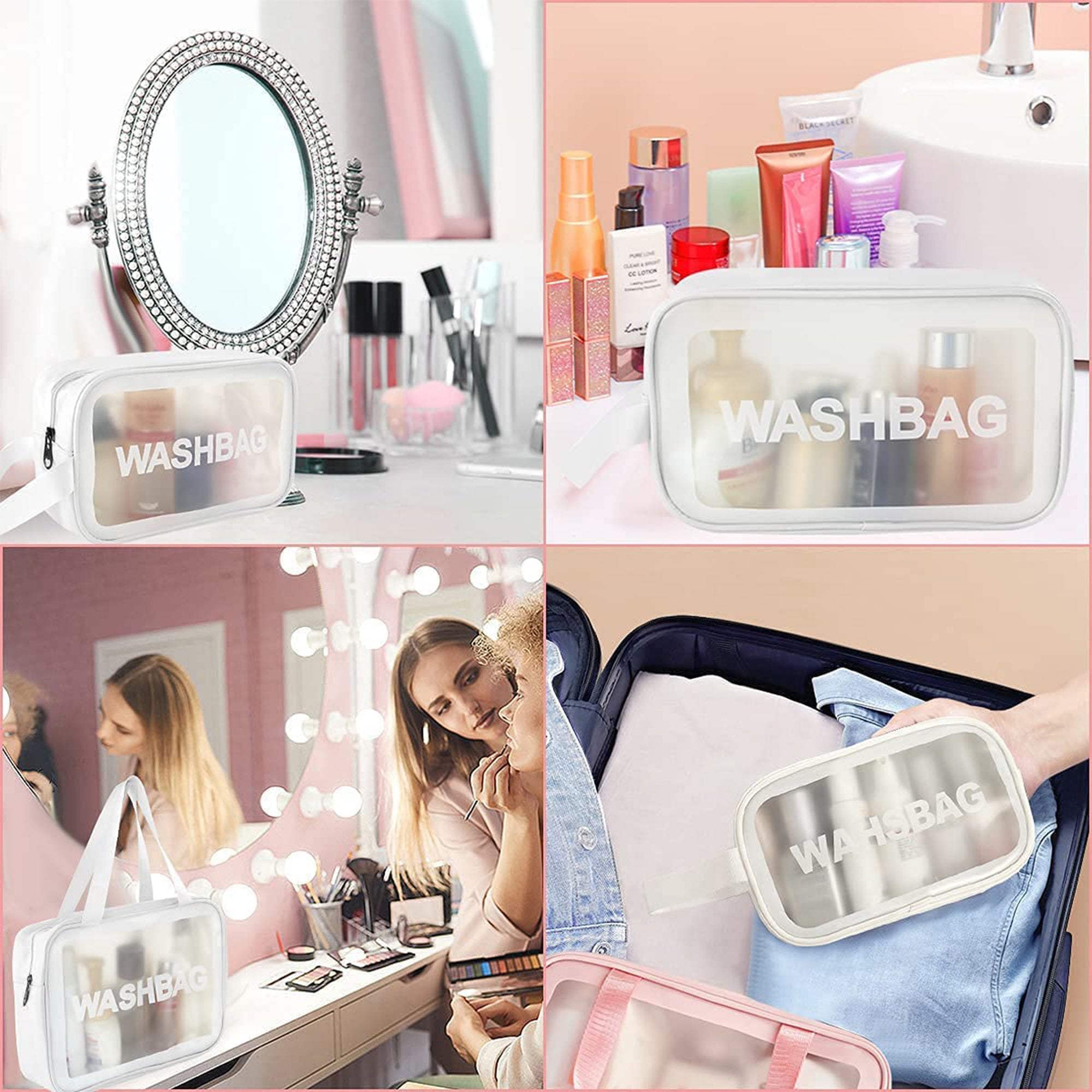 Travel Makeup Pouch Set Toiletries Bag Cosmetic Organizer Pouch