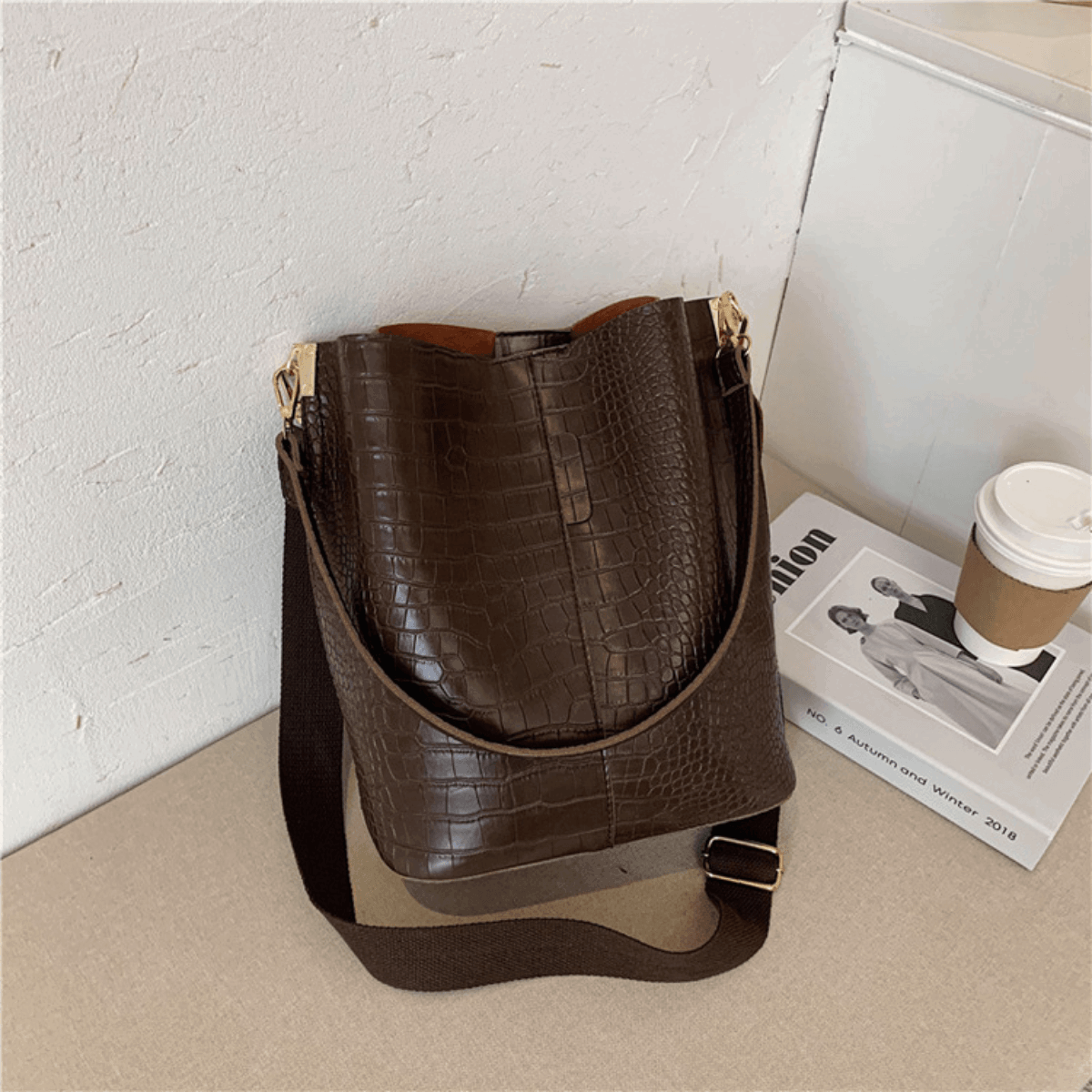 Brick Pattern Hobo Handbag - INKMILAN