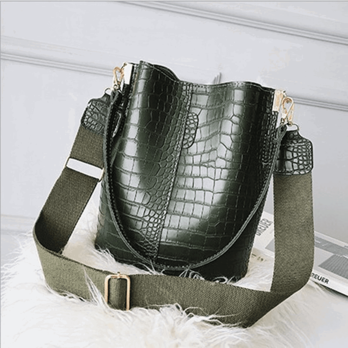 Brick Pattern Hobo Handbag