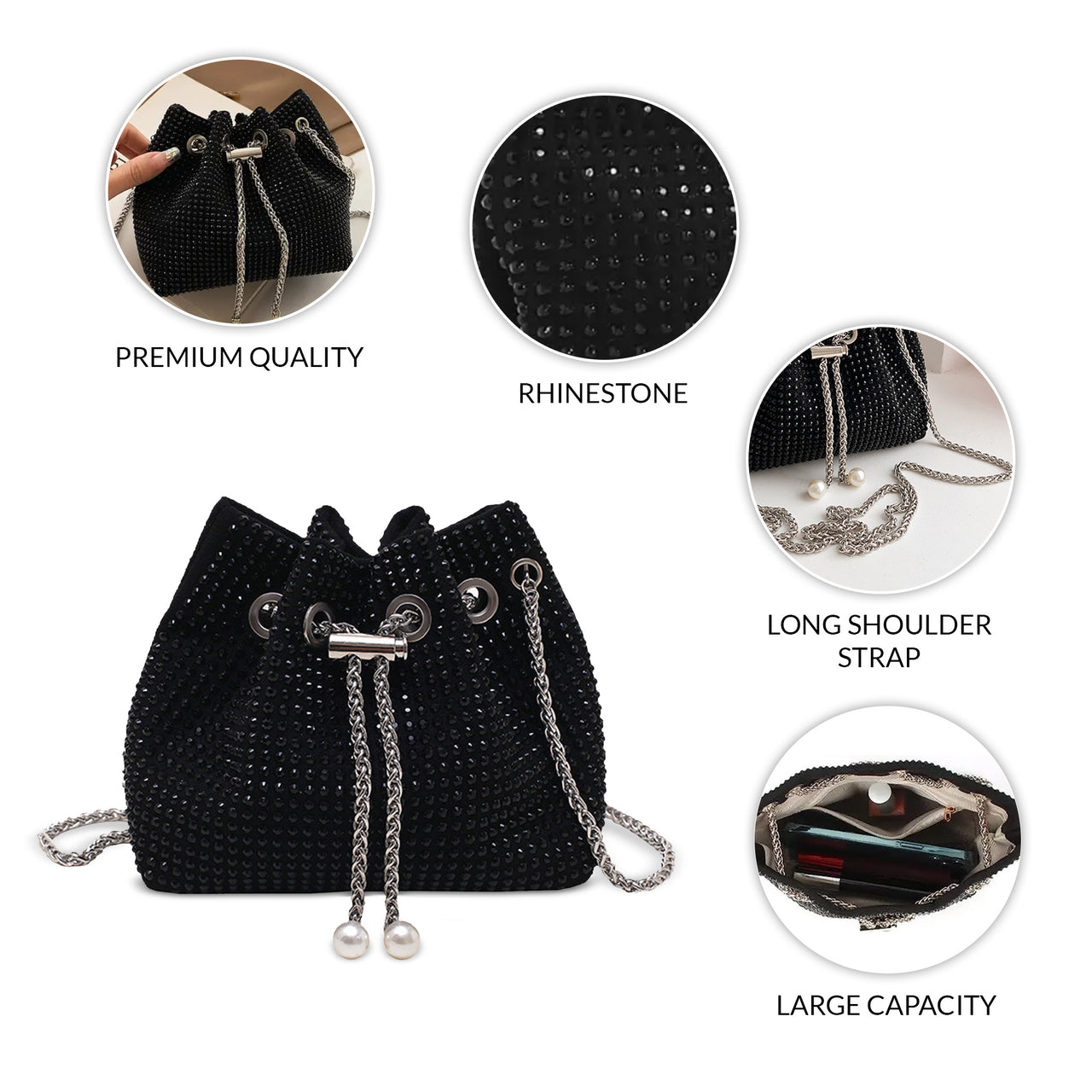 Rhinestone Clutch Pearl Handbag