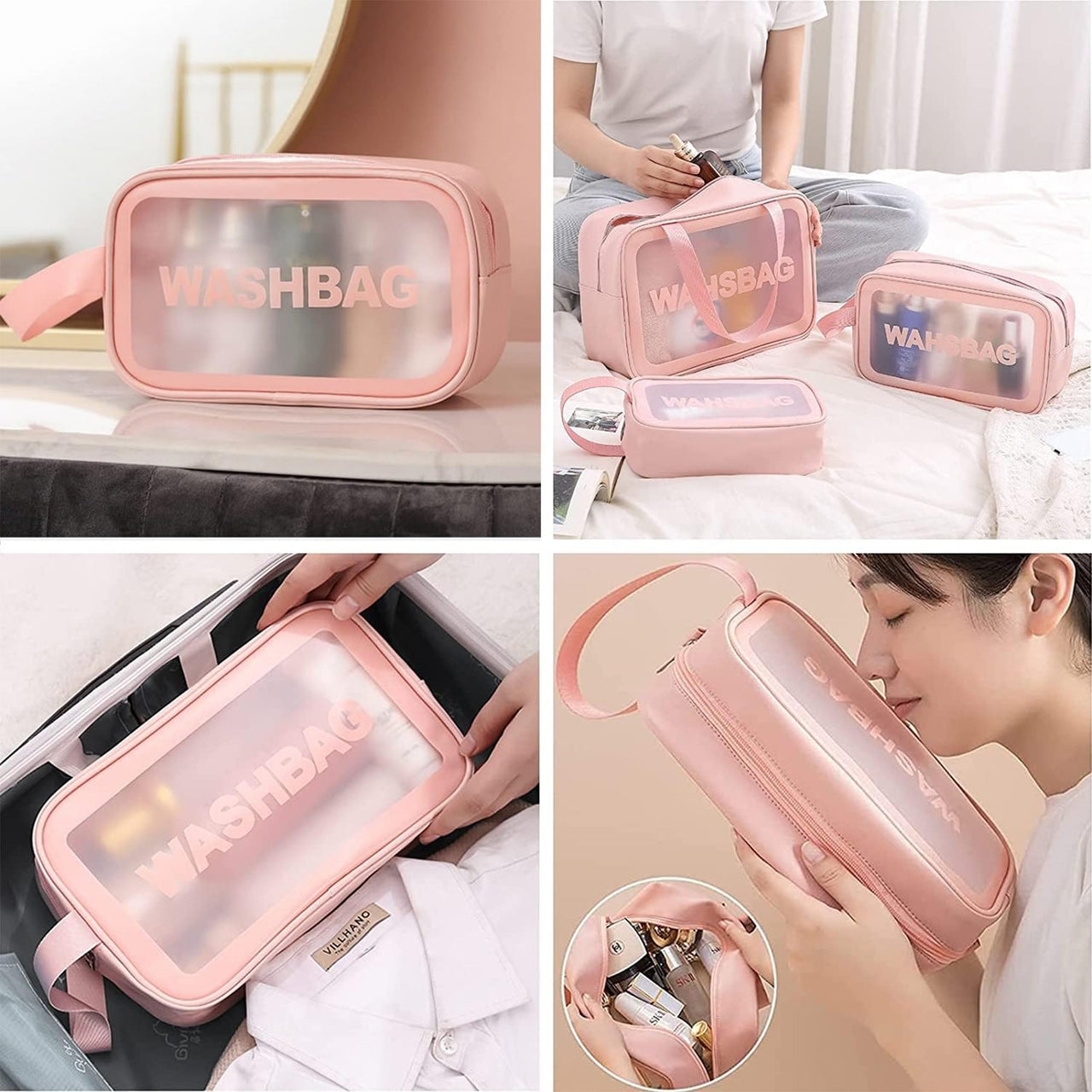 COMBO SET OF 3 TRAVEL COSMETIC BAGS