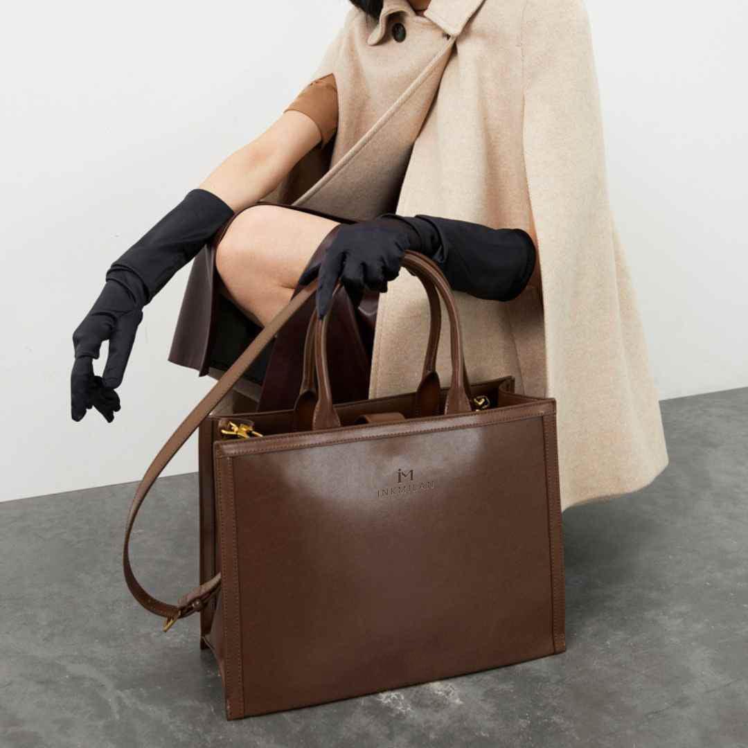 Buy INKMILAN Women's Twist Lock Flap Classy Handbag, Minimal Top Handle  Tote Bag, Stylish Small Shoulder Satchel Messenger Bag with Detachable  Strap for Women at