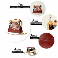 Thumbnail for Wooden Frame Boho Handbag