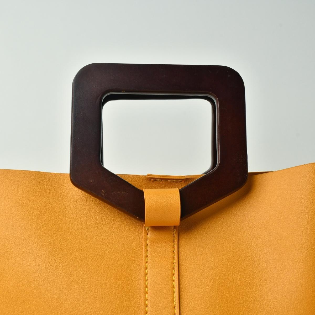 wooden handle tote bag